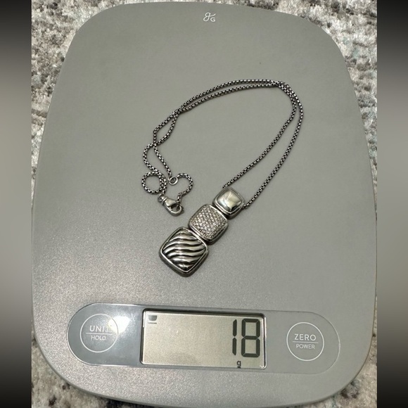 Vintage David Yurman Diamond & Silver Chiclet Triple Drop Pendant - Picture 10 of 11
